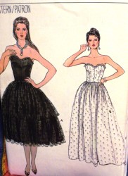 8645 STRAPLESS FLARE BOUFFANT RUFFLE DRESS LENGTHS PATTERN 6-10